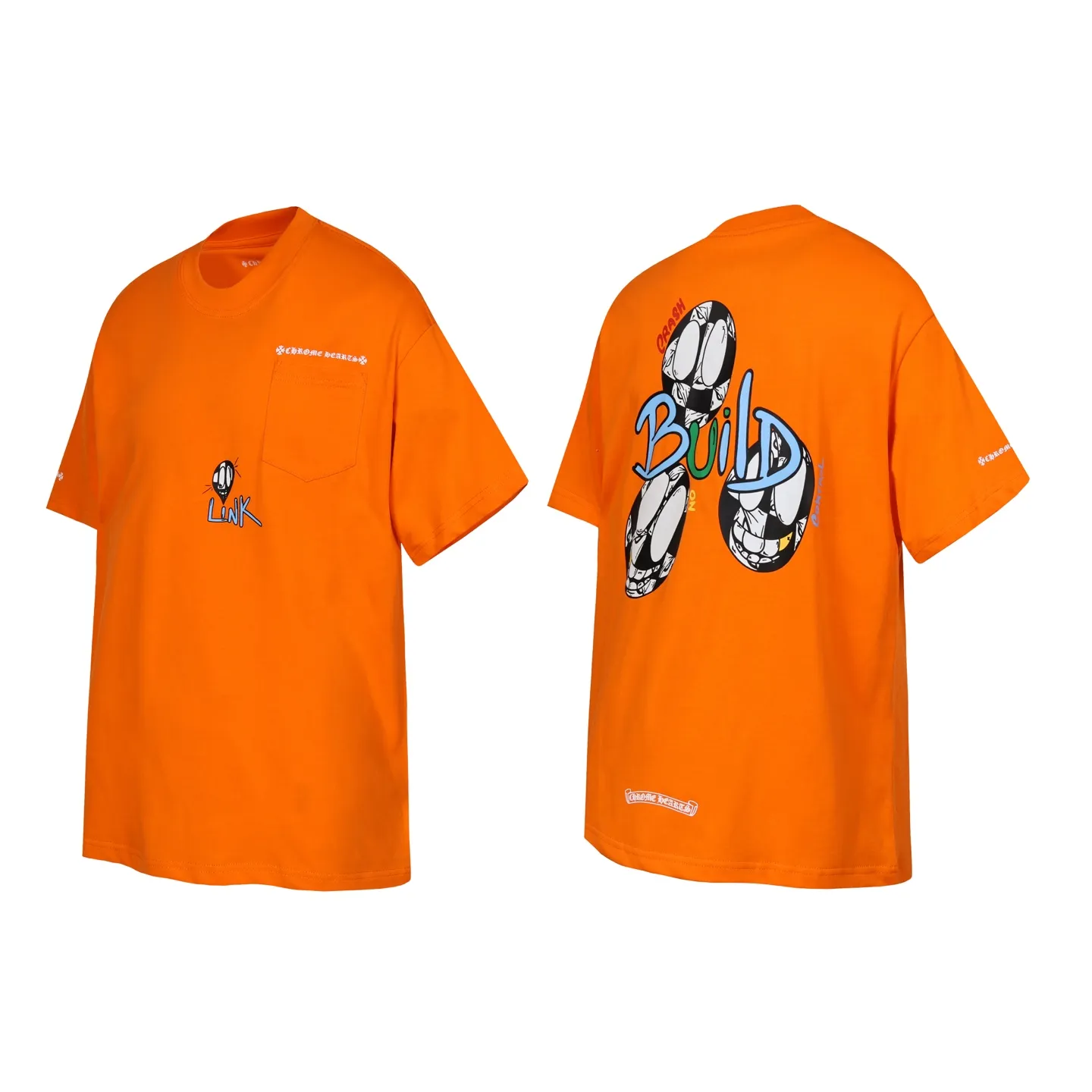 P150 Cross-border running quantity model, please do not place an order if you pursue quality - Chrome Hearts/Chrome Heart Graffiti✍️Spoof short-sleeved T-shirt - High weight, high density and high quality. The wool is soft, delicate and skin-friendly. Soft and silky to the touch. Excellent warmth and skin-friendly properties. - Custom-woven and custom-dyed, no color difference, no matter the fabric or workmanship details, beat the ordinary version on the market -Colour: orange -Size: S M L XL